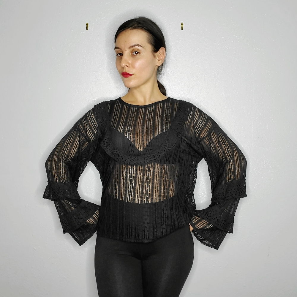 NWOT Zara Size S Lace Victorian Top - Picture 5 of 6